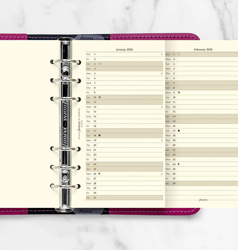 Filofax 2026 Personal Vertical Year Planner - Cream - English