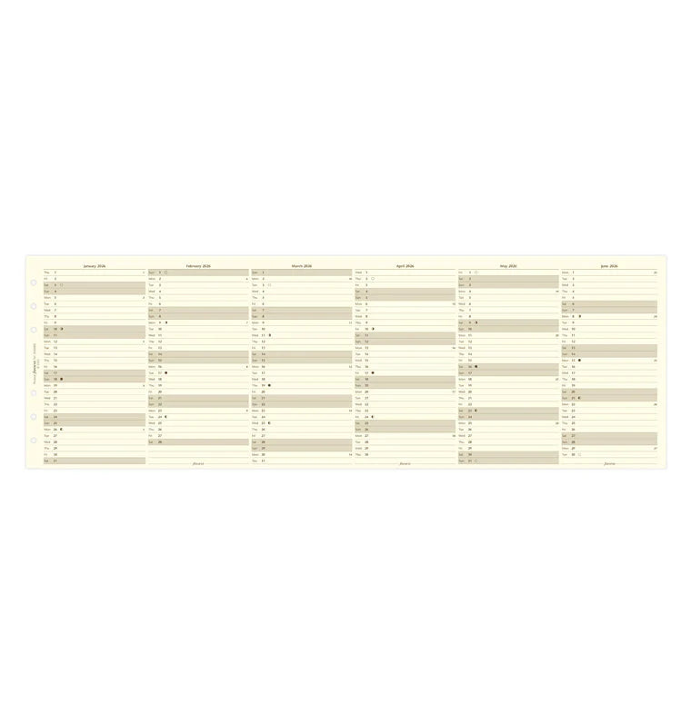 Filofax 2026 Personal Vertical Year Planner - Cream - English