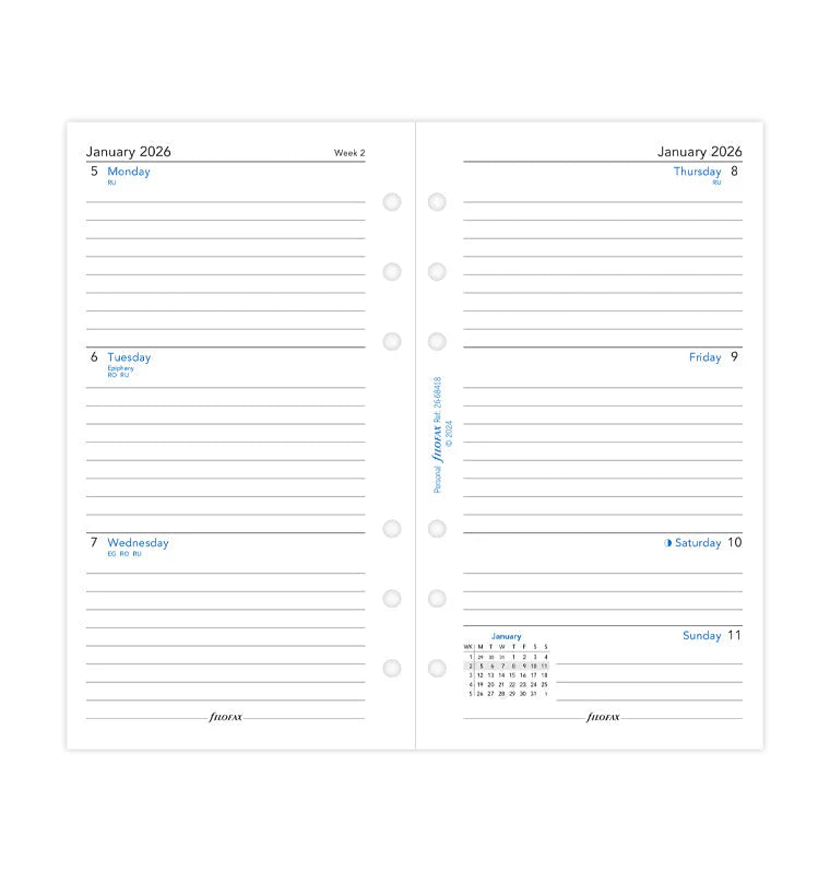 Filofax 2026 Week to View Planner - English (Lined)