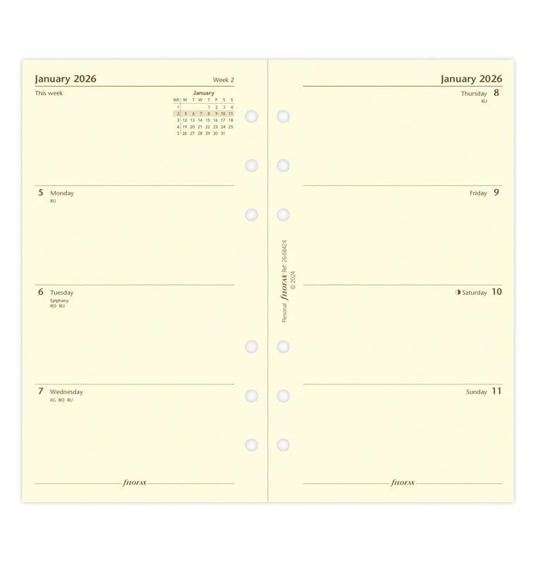 Filofax 2026 Week to View Planner - English - Cream