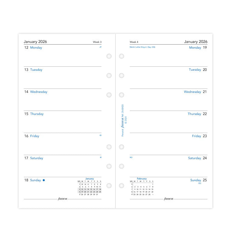 Filofax 2026 Week on One Page Diary Planner - English