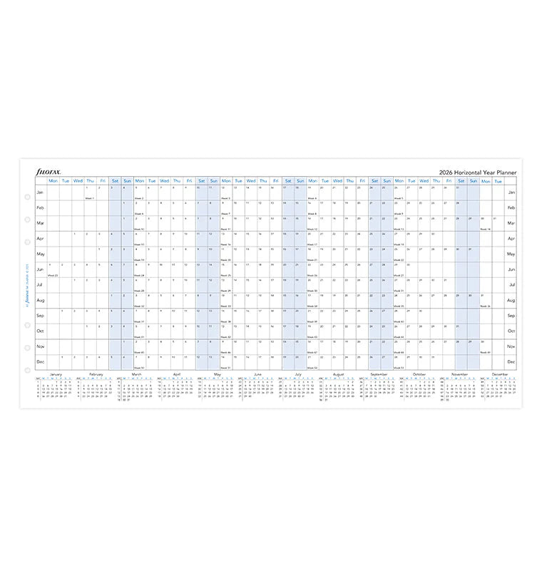 Filofax 2026 Horizontal Year Planner - English (A5)