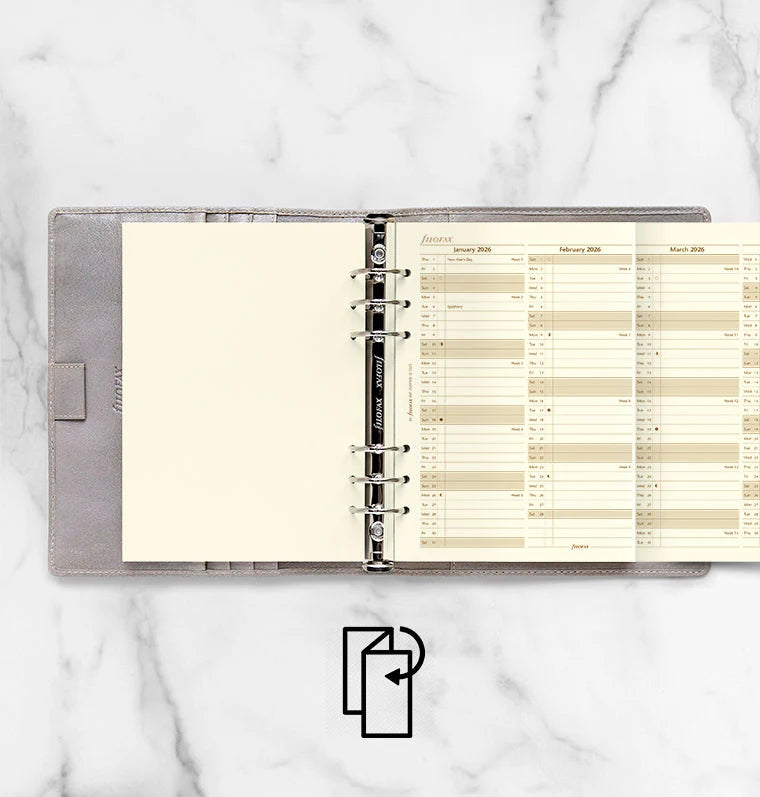 Filofax 2026 Refill Vertical Year Planner - English - Cream