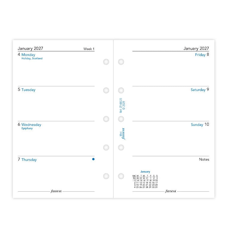 Filofax 2027 Mini Week On Two Pages Diary - English