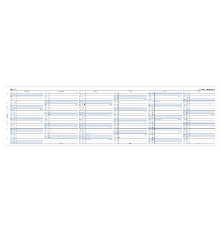 Filofax 2027 Pocket Vertical Year Planner - English