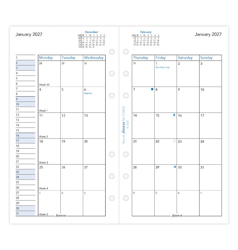 Filofax 2027 Personal Month On Two Pages Diary