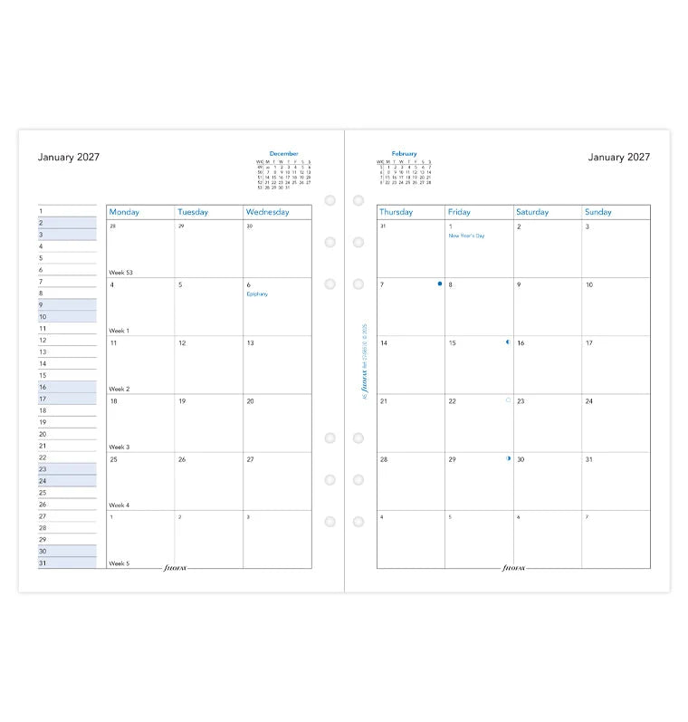 Filofax 2027 A5 Month On Two Pages Diary - English