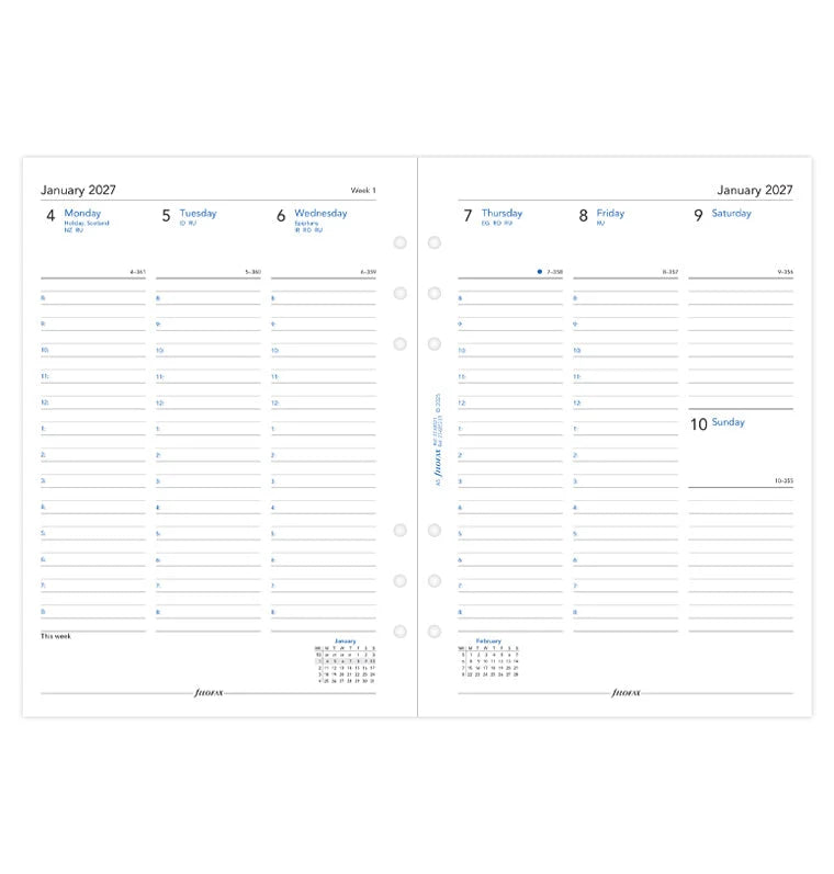 Filofax 2027 A5 Week On Two Pages Diary with Appointments - English