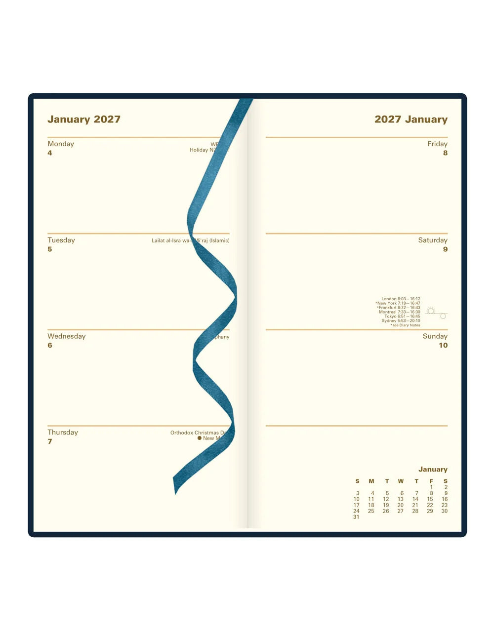 Letts of London 2027 Signature Bonded-Slim Week to View Planner - Blue (Upright)