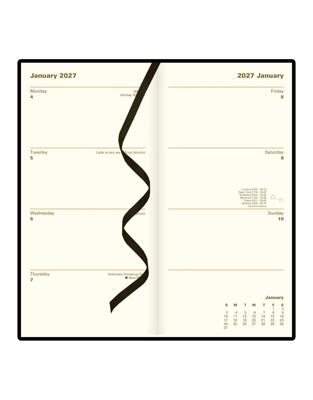 Letts of London 2027 Signature Bonded-Slim Week to View Planner - Black (Upright)