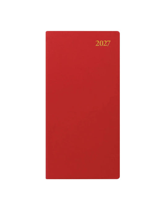 Letts of London 2027 Signature Bonded-Slim Week to View Planner - Red (Upright)