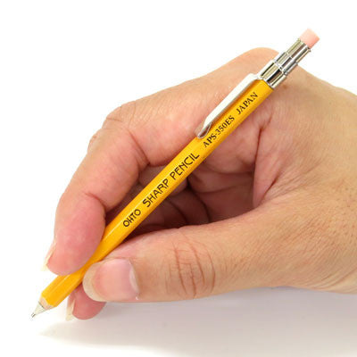 Ohto Wooden Mechanical Pencil Mini with Eraser & Clip - Yellow (.5mm)