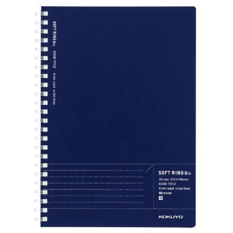 KOKUYO Soft Ring A5 Notebook - Navy (6mm Dot Lined)