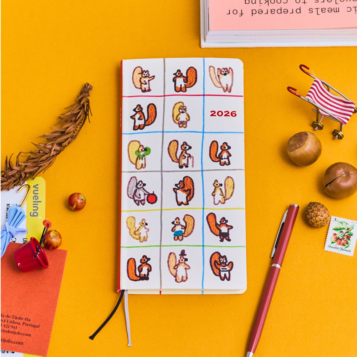 Hobonichi 2026 Weeks - 100%ORANGE: Squirrel's Moving Day