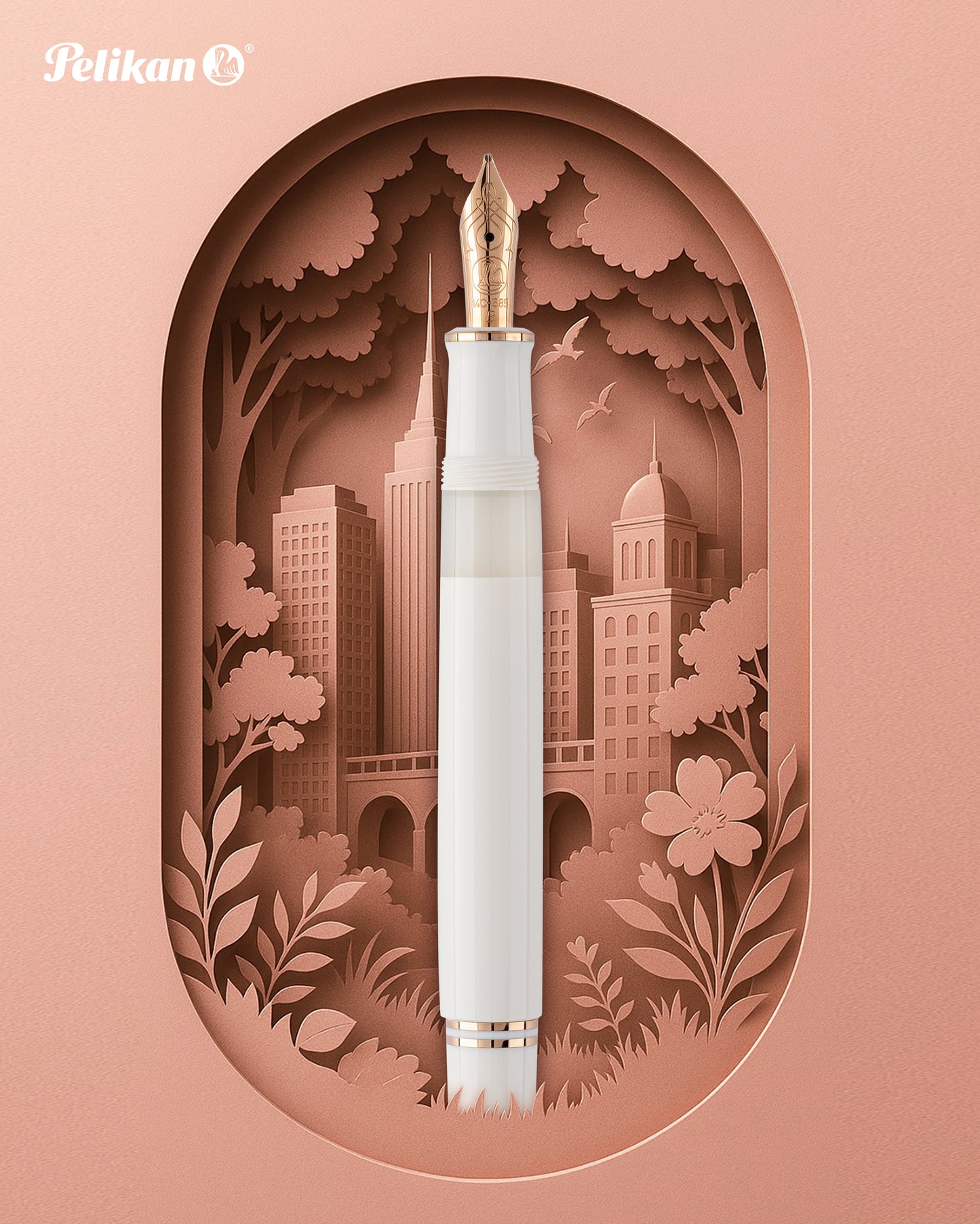 Pelikan Souverän M600 Series Fountain Pen - White & Rose Gold (Special Edition)