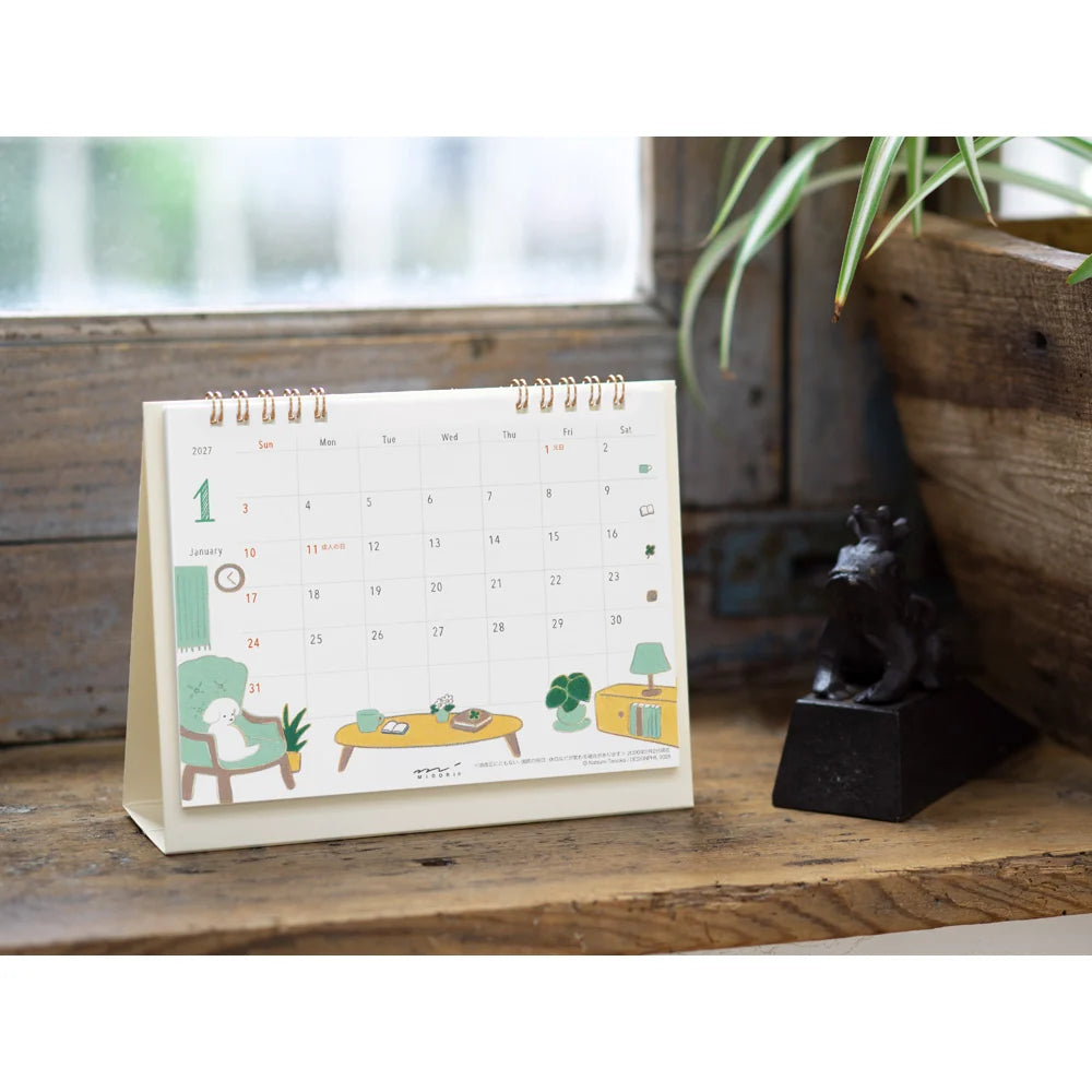 Midori 2027 Ring Stand Monthly Calendar - M Dog