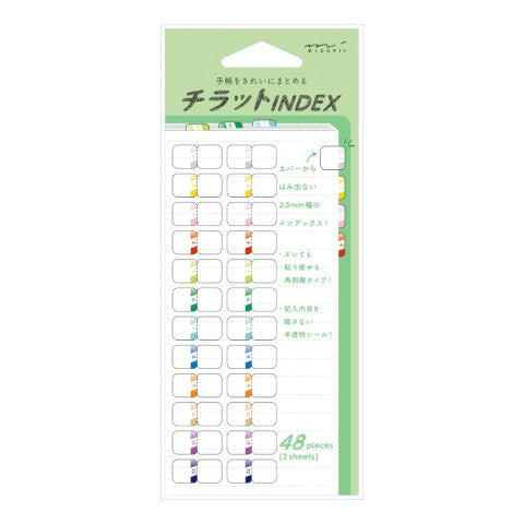 Midori Chiratto Index Label - Small Numbers (Colored)
