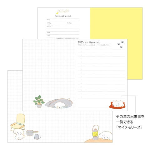 Midori 2025 A6 Pocket Diary - Dog