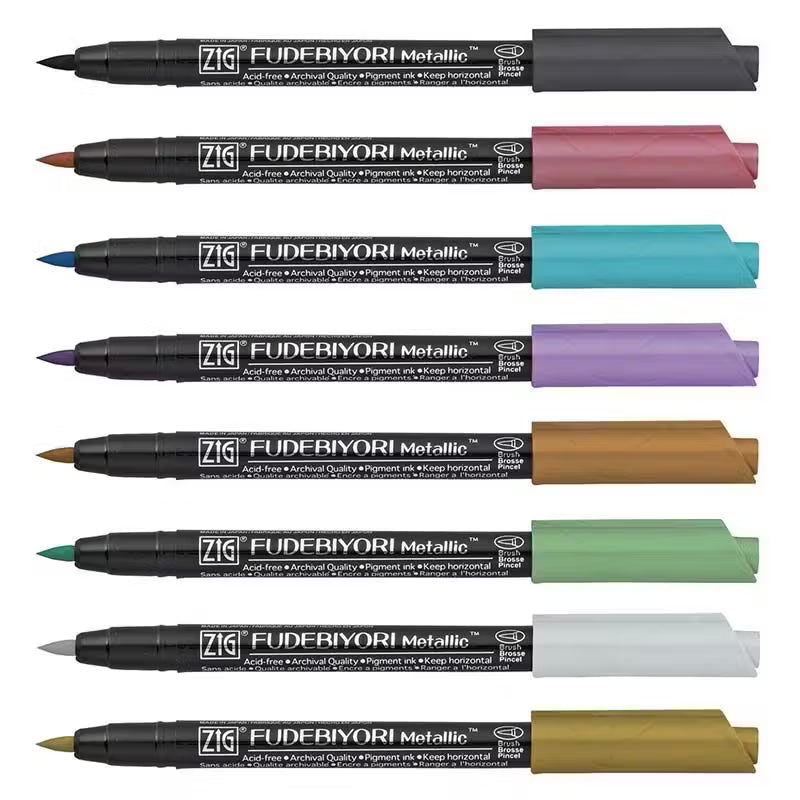 Kuretake Fudebiyori Metallic Pen Set (Set of 8)