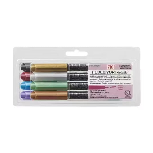 Kuretake Fudebiyori Metallic Pen Set (Set of 8)
