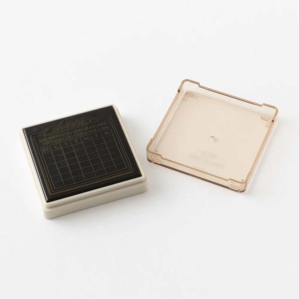 Midori Soft Color Paintable Pre-Inked Stamp - Brown: Monday Start Calendar