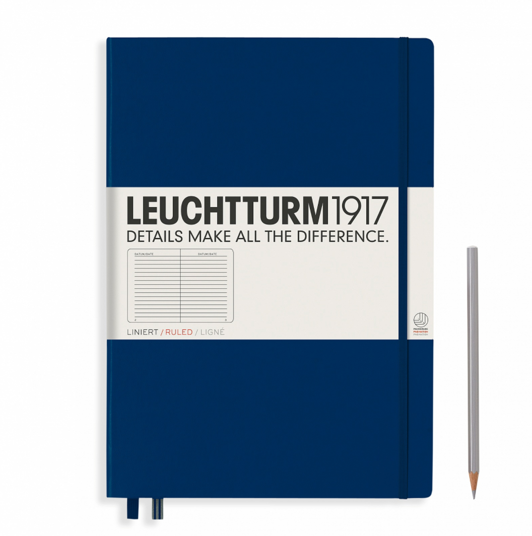 Leuchtturm1917 Master Classic A4+ Hardcover Ruled Notebook - Navy