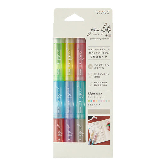 Midori Join Dots Connecting Pen - Light Tone (3-Pack)