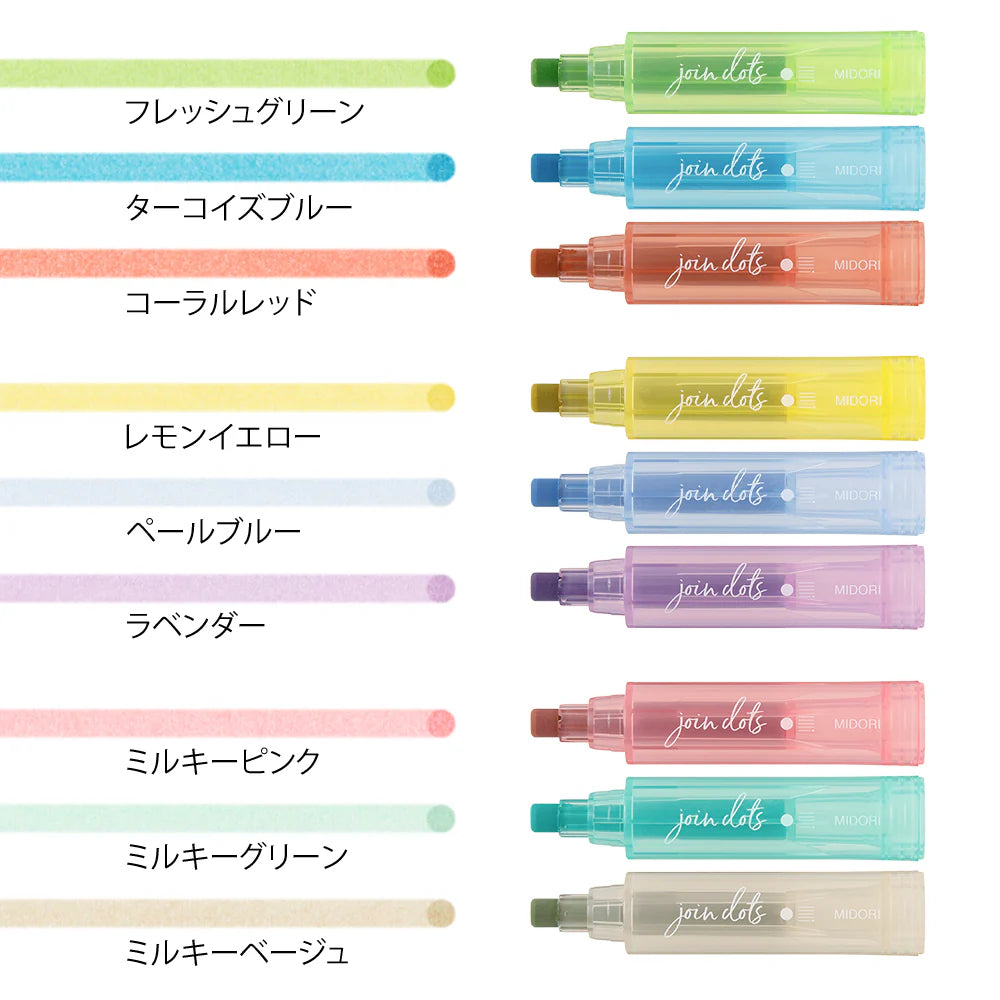 Midori Join Dots Connecting Pen - Light Tone (3-Pack)