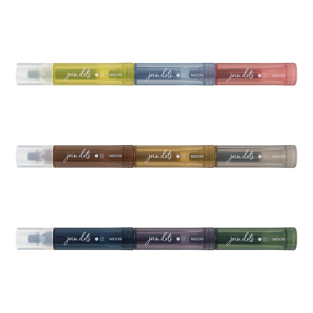 Midori Join Dots Connecting Pen - Grayish Tone (3-Pack)