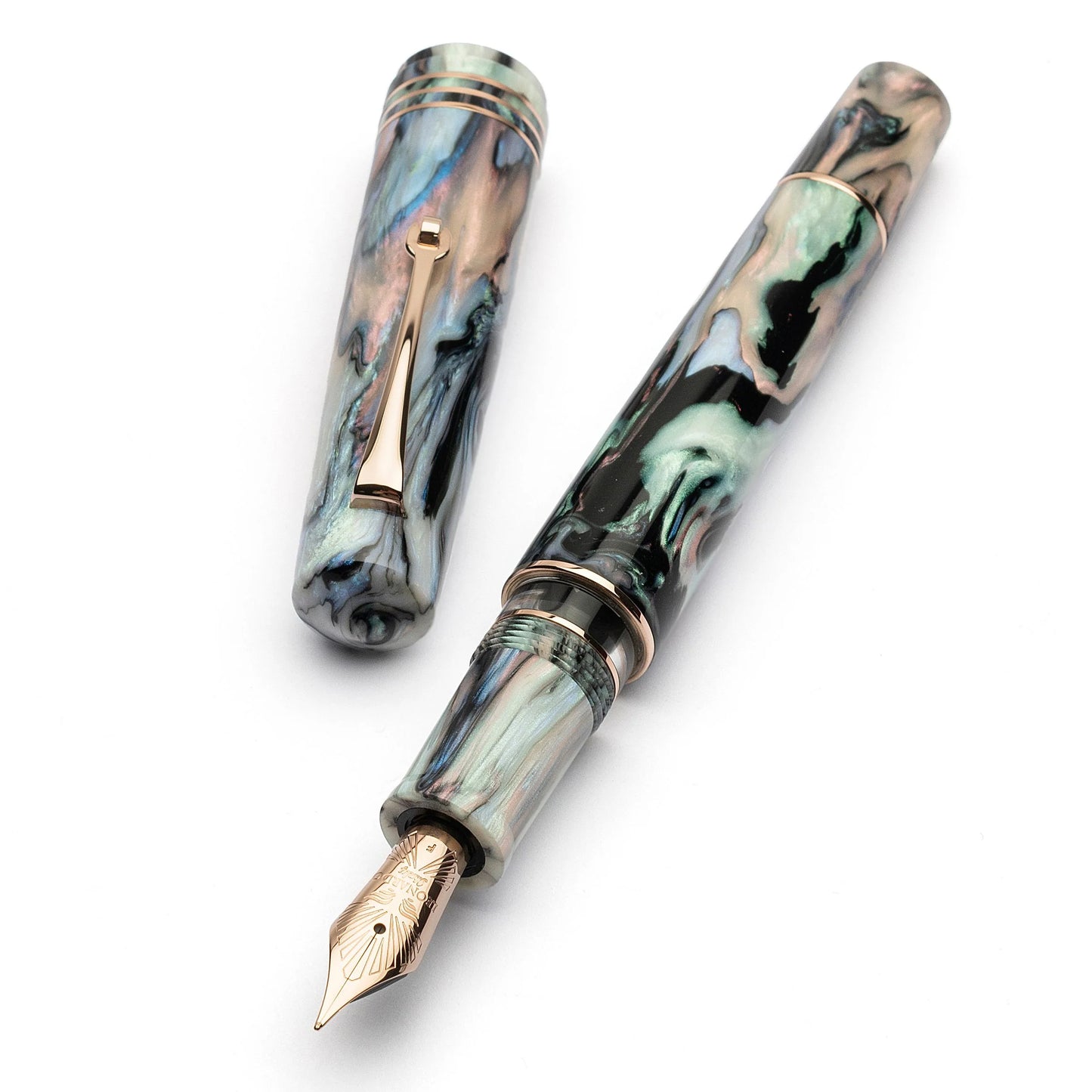 Leonardo Momento Zero Grande 2.0 Piston Fountain Pen - The Power of Flower - Dalia Eveline - Rose Gold Trim (14k Nib) (Limited Edition)