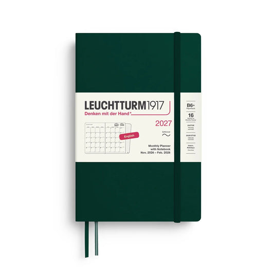 Leuchtturm1917 2027 B6+ Paperback Softcover 16-Monthly Planner & Notebook - Forest Green