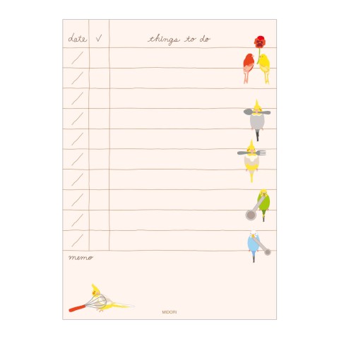 Midori To Do Memo Pad Bird