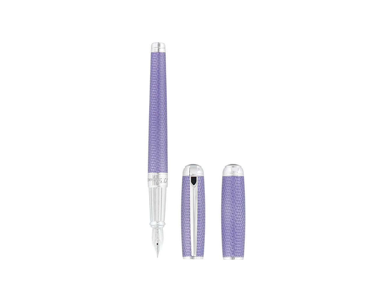 S.T. Dupont Line D Large Velvet Firehead Guilloche Fountain Pen - Lilac
