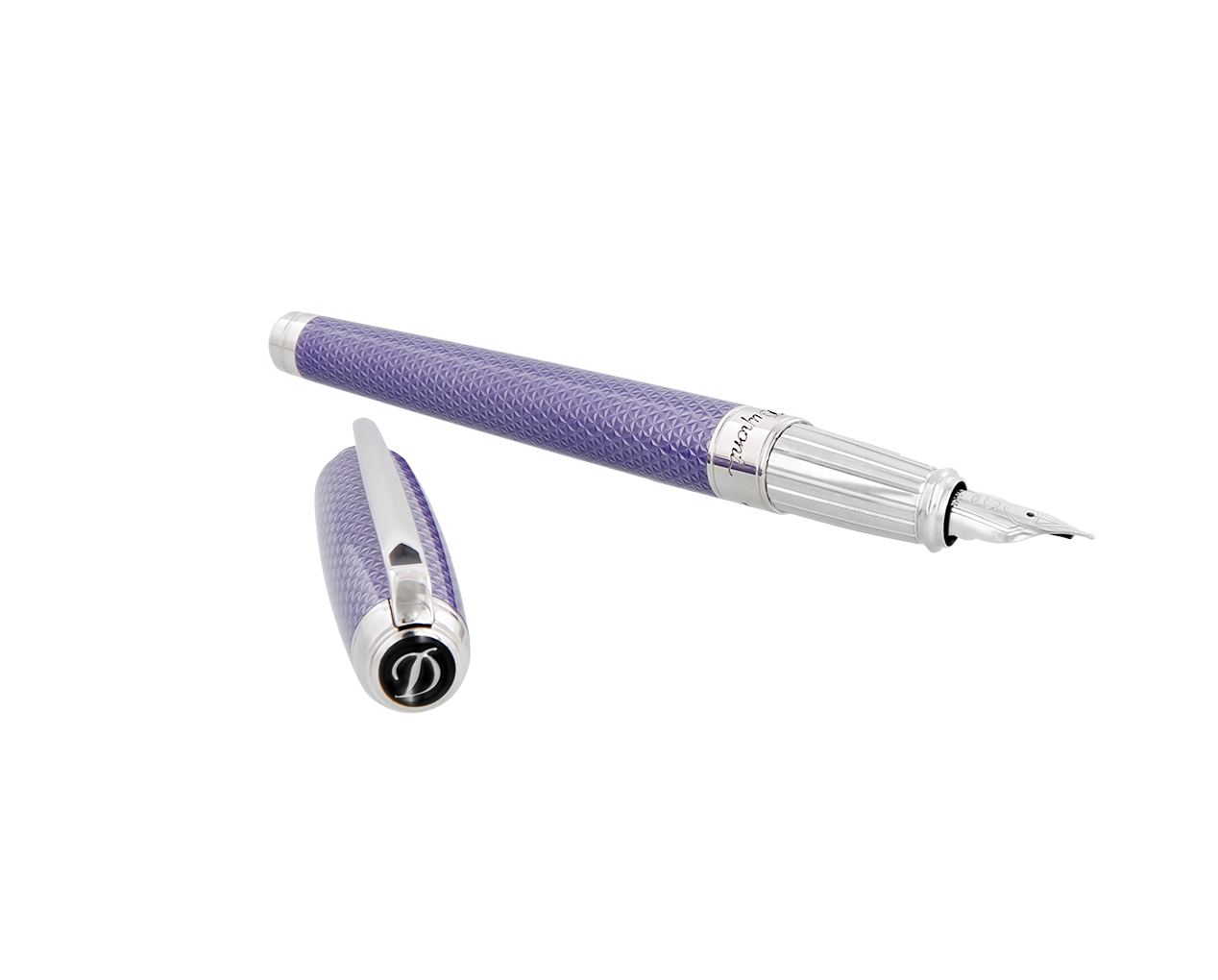 S.T. Dupont Line D Large Velvet Firehead Guilloche Fountain Pen - Lilac