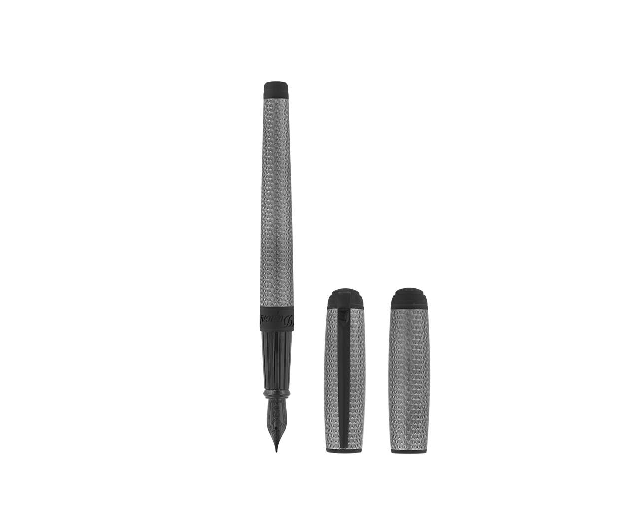 S.T. Dupont Line D Large Velvet Firehead Guilloche Fountain Pen - Graphite