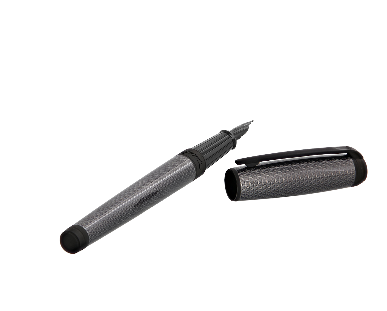 S.T. Dupont Line D Large Velvet Firehead Guilloche Fountain Pen - Graphite