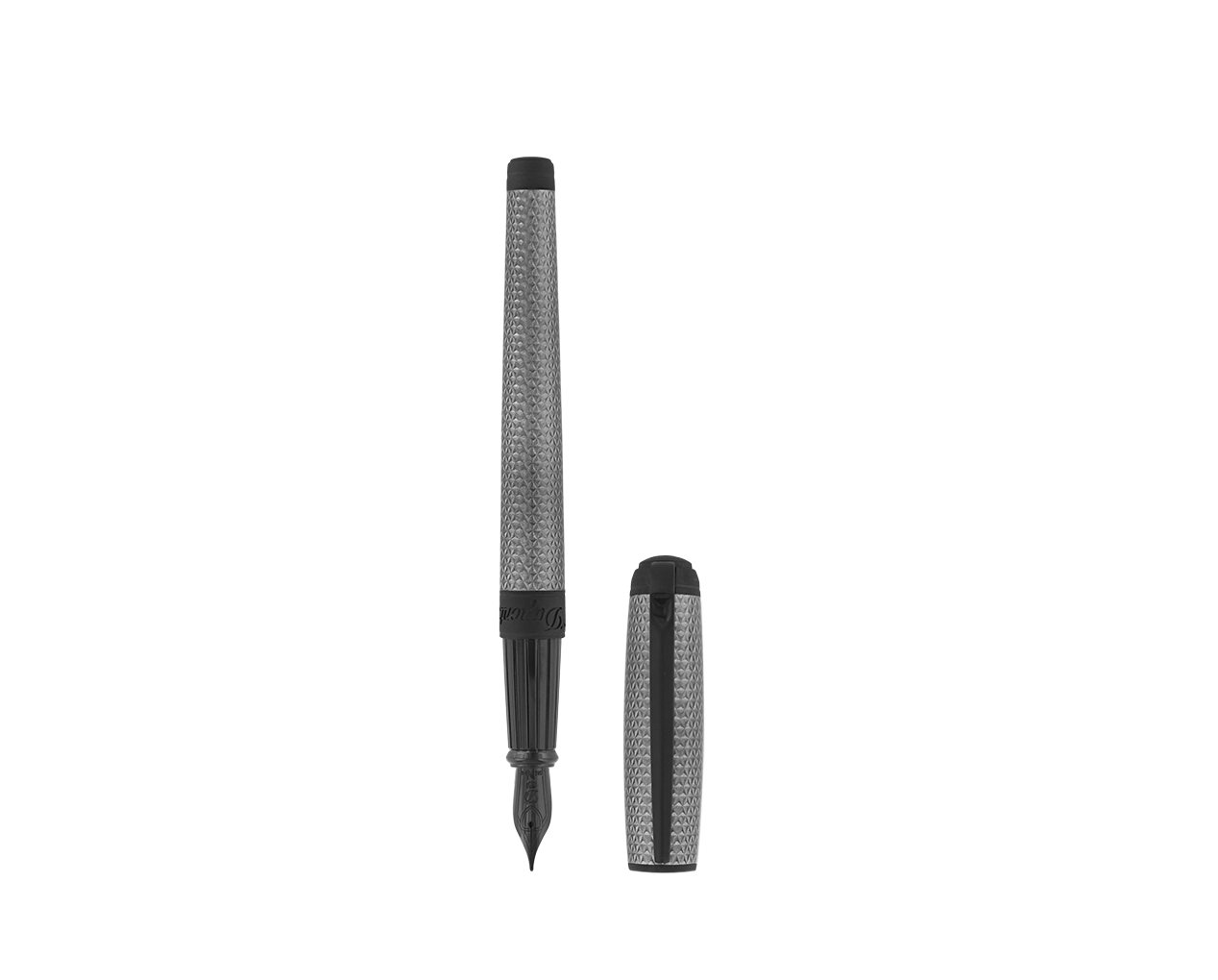 S.T. Dupont Line D Large Velvet Firehead Guilloche Fountain Pen - Graphite
