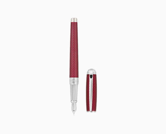 S.T. Dupont Line-D Firehead Guilloche Fountain Pen - Dark Pink