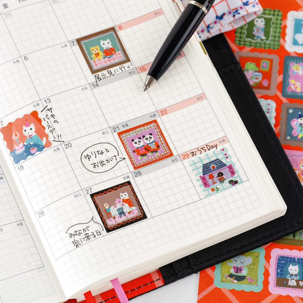 Hobonichi Yumi Kitagishi: Stickers - Daily Life of White Cat