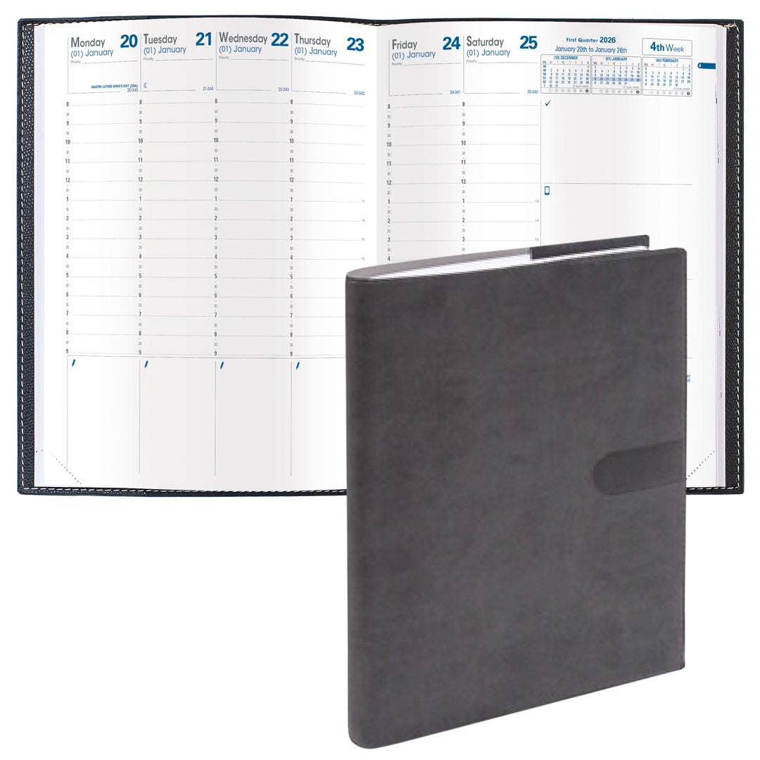 Quo Vadis 2026 Trinote 13 Months Weekly Planner - Texas Black