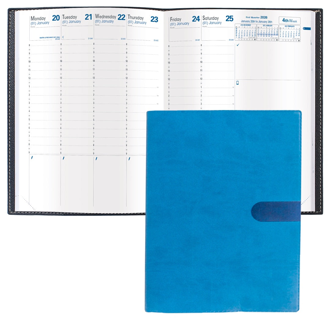 Quo Vadis 2026 Trinote 13 Months Weekly Planner - Texas Blue