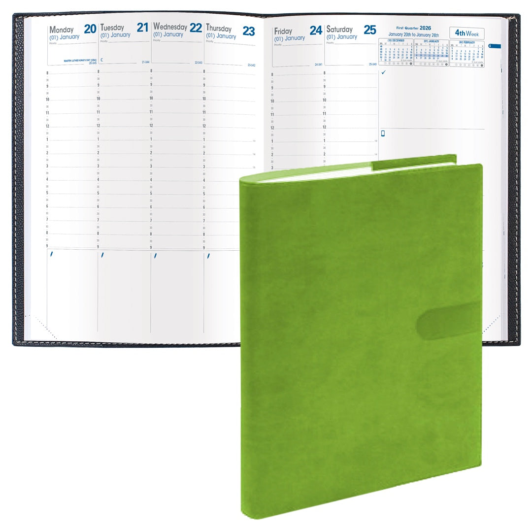 Quo Vadis 2026 Trinote 13 Months Weekly Planner - Texas Bamboo Green