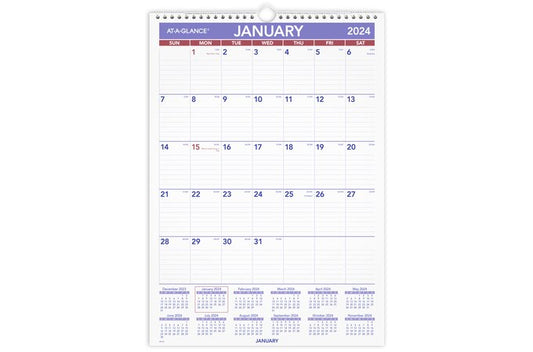 AT-A-GLANCE 2024 Dated Wall Calendar - 12" x 17"