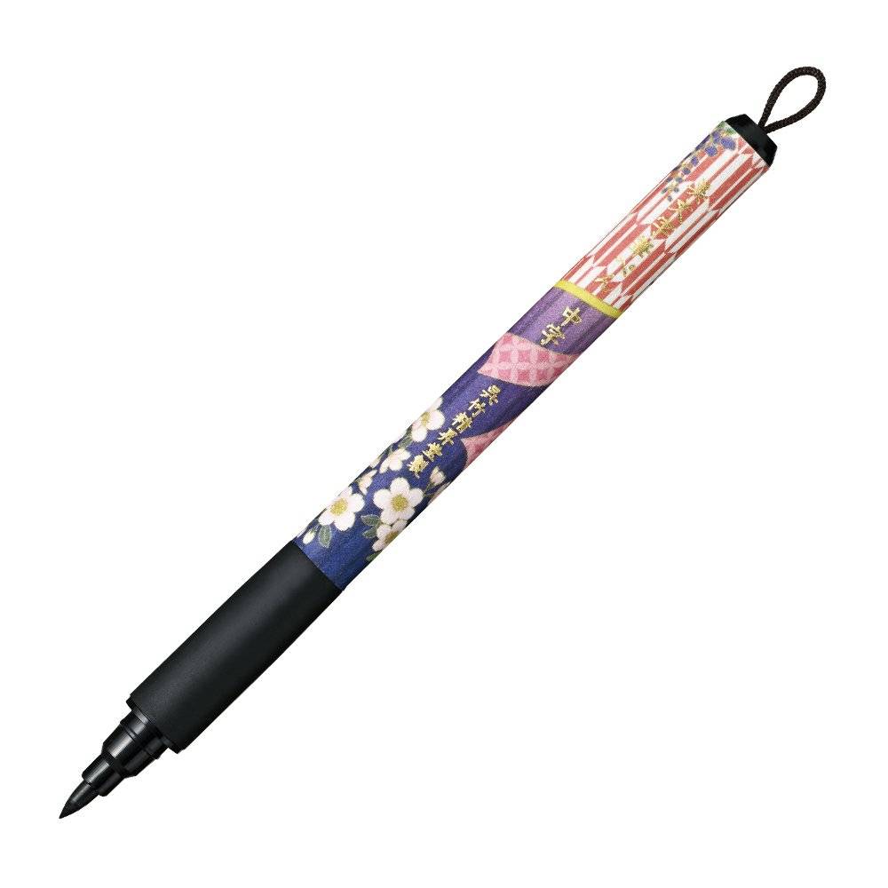 Kuretake Bimoji Brush Fude Pen - Flowers on Purple