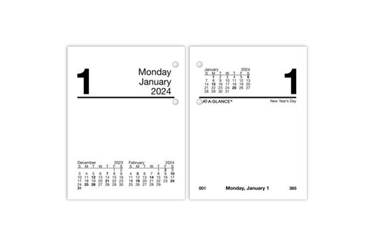 AT-A-GLANCE 2024 Compact Daily Loose-Leaf Desk Calendar Refill (3" x 3 3/4")