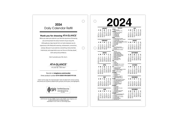 At-A-Glance 2025 Daily Calendar Refill (6" x 4")