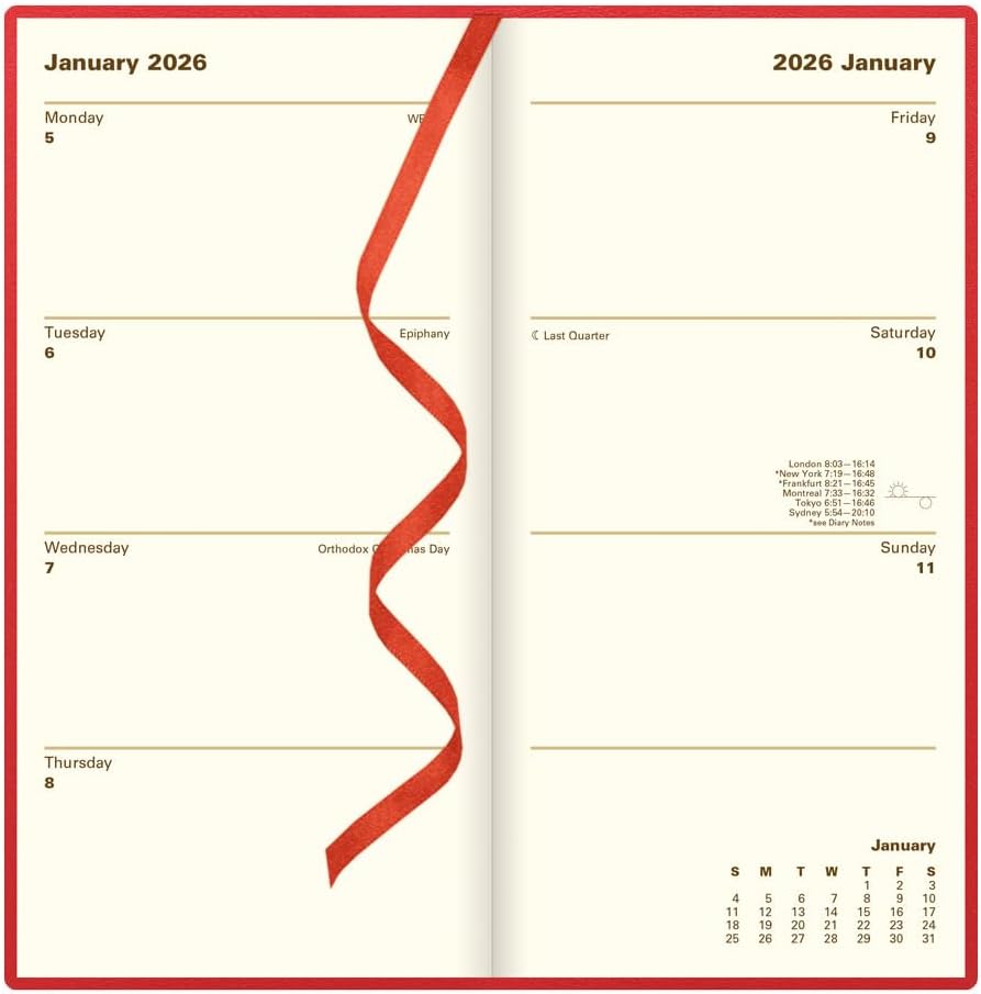 Letts of London 2026 Belgravia Slim Week to View Planner - Red (Upright)