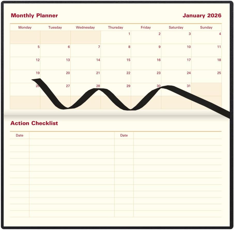 Letts of London 2026 Belgravia Slim Week to View Planner - Black (Landscape)