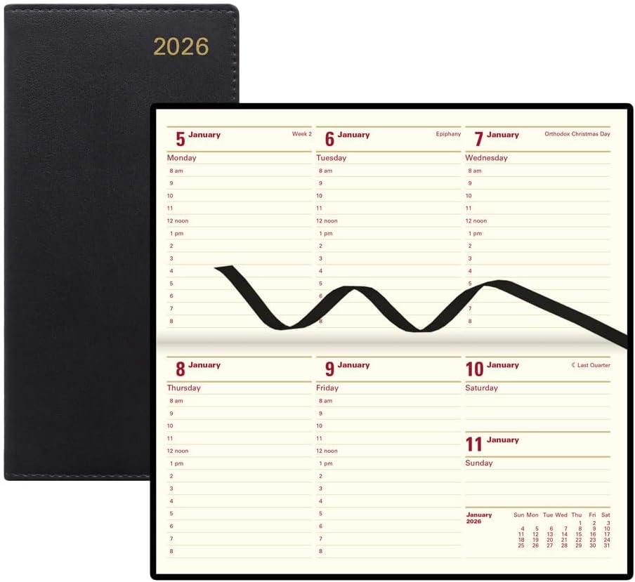 Letts of London 2026 Belgravia Slim Week to View Planner - Black (Landscape)