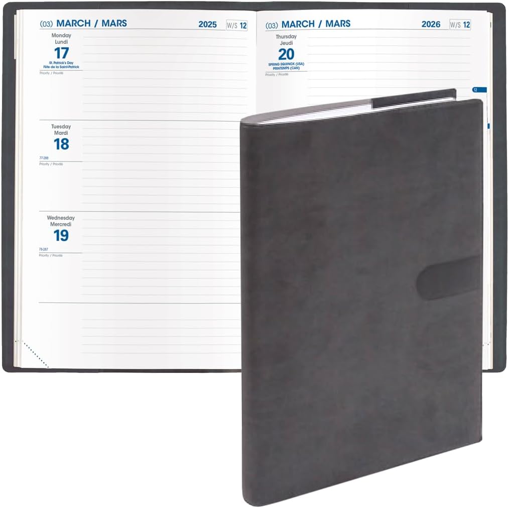 Quo Vadis 2026 Hebdo #56 Bi-Lingual Weekly/Monthly Planner - Texas Black